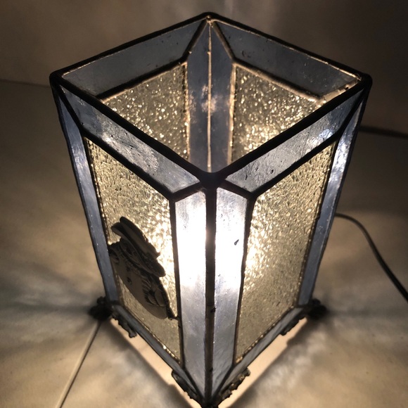 Christmas Snowman Blue Clear Glass Metal Table Lamp Night Light Electric - Picture 11 of 11